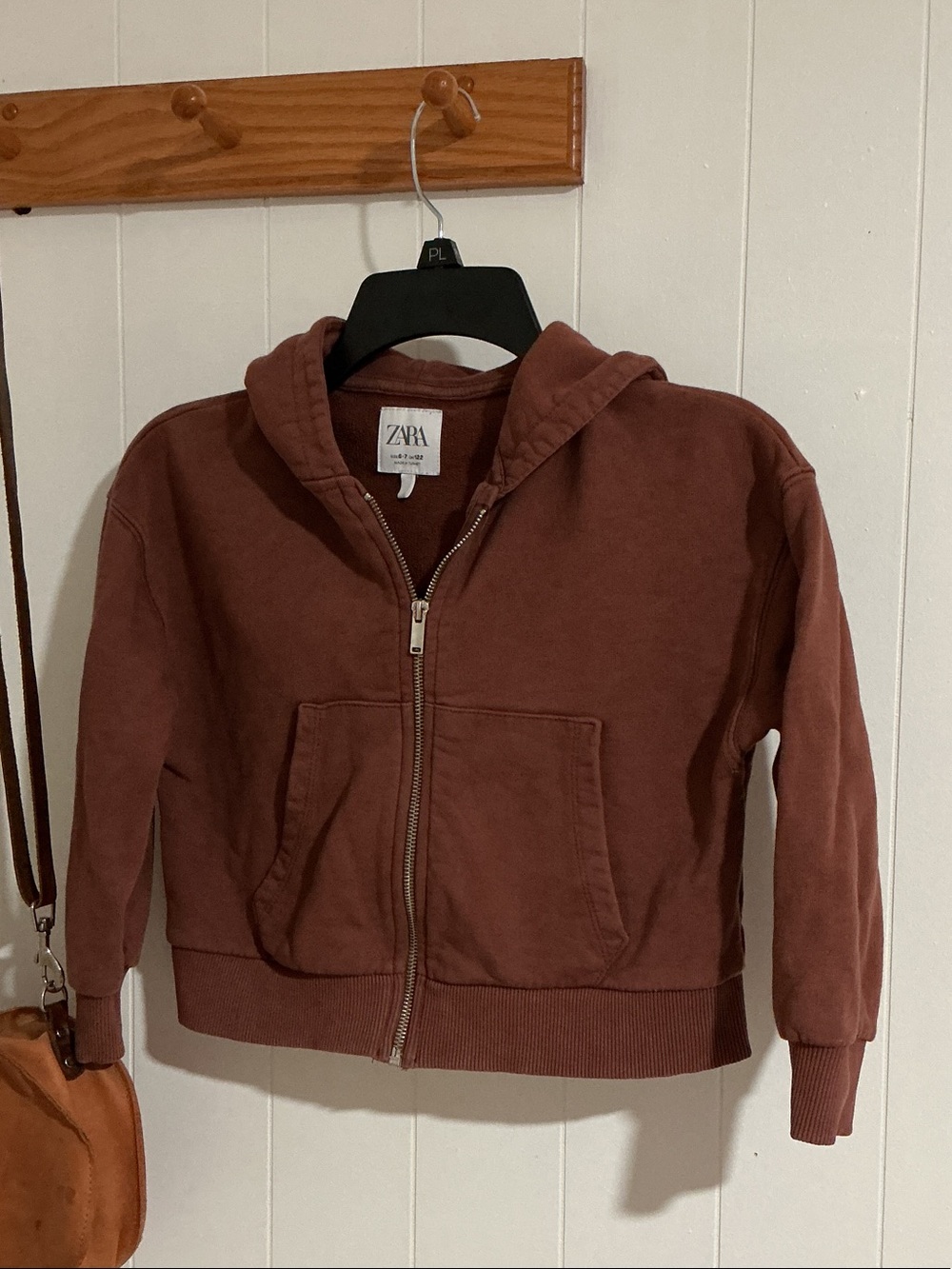 Zara Kids Zip Hoodie in Rust